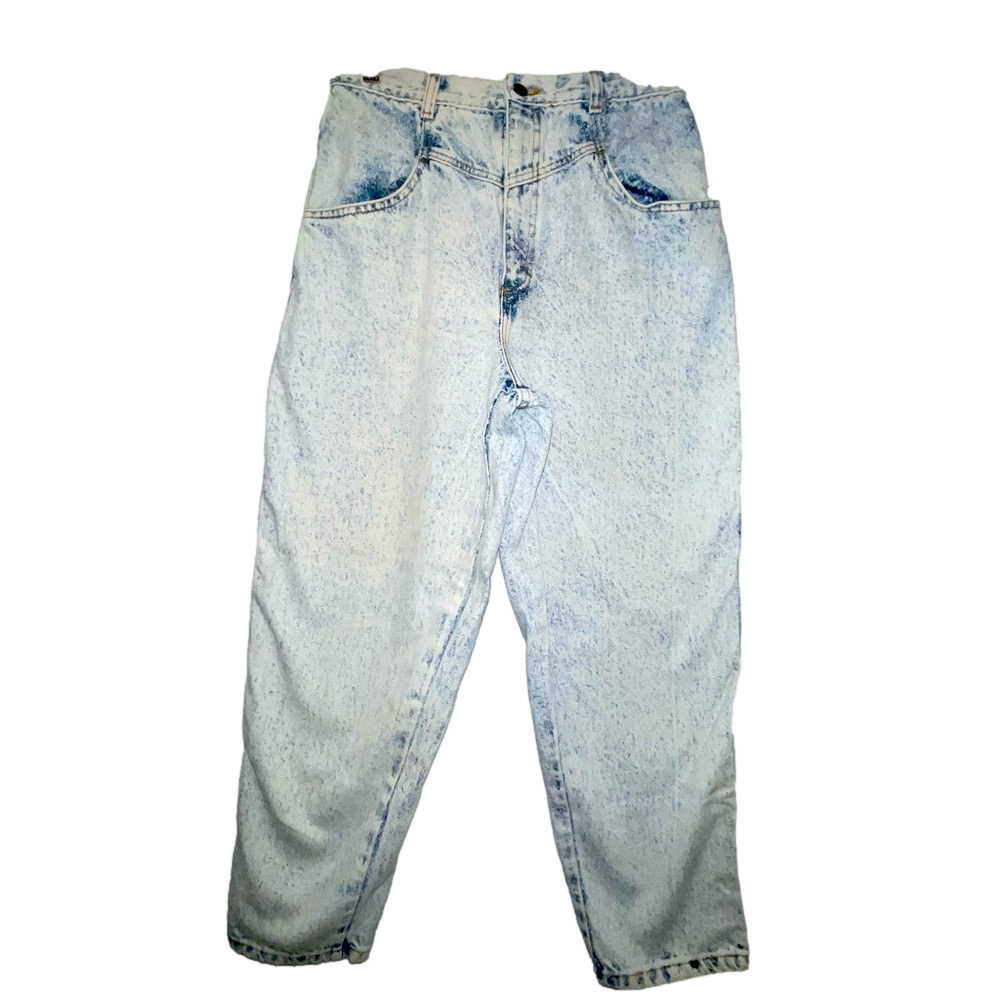 Vintage 1980s Womens High Rise Acid Stone Wash Tapered Mom Jeans Peg USA 29 90’s
